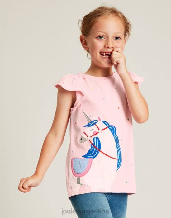 Joules camiseta flutter astra manga corta 2-8 años chicas unicornio rosa vestir 64BB290