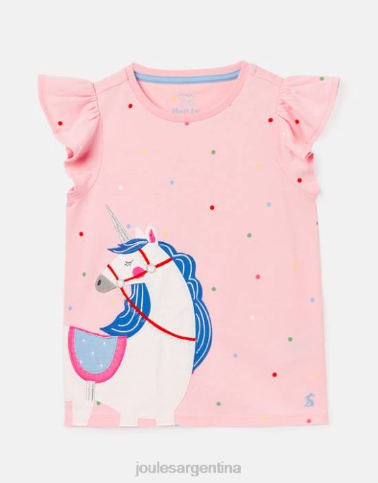 Joules camiseta flutter astra manga corta 2-8 años chicas unicornio rosa vestir 64BB290