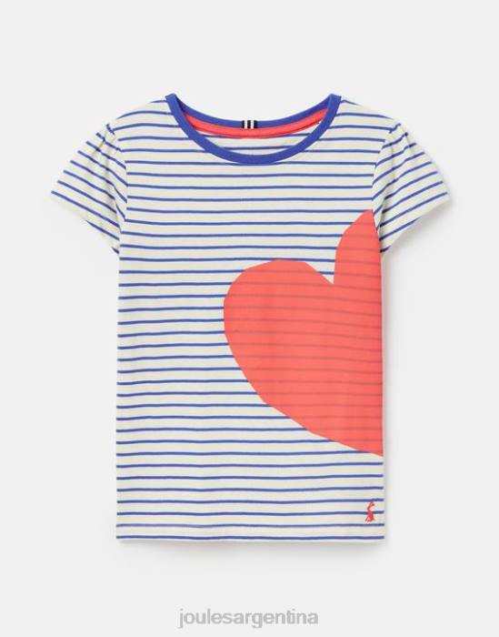 Joules camiseta serigrafiada manga corta pixie 2-12 años chicas raya roja del corazón vestir 64BB265