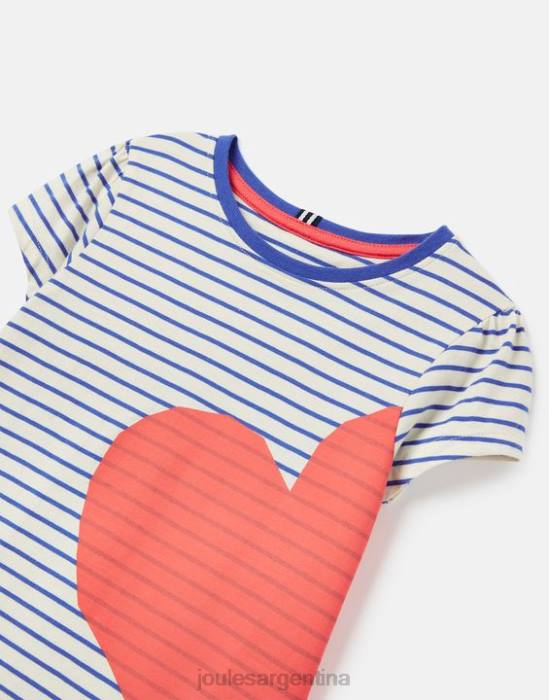 Joules camiseta serigrafiada manga corta pixie 2-12 años chicas raya roja del corazón vestir 64BB265