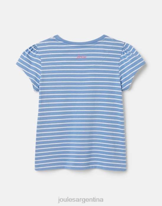 Joules camiseta serigrafiada pixie 2-12 años chicas flamenco raya azul vestir 64BB289