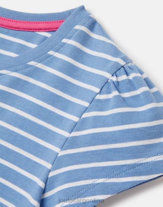 Joules camiseta serigrafiada pixie 2-12 años chicas flamenco raya azul vestir 64BB289