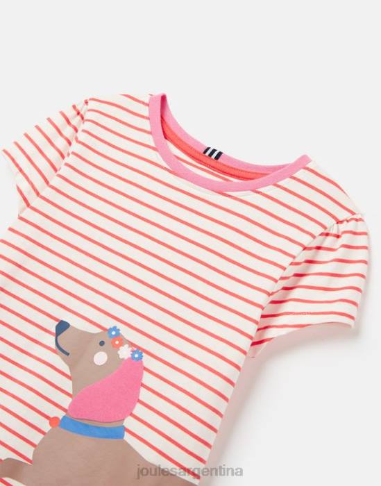 Joules camiseta serigrafiada pixie 2-12 años chicas perro raya vestir 64BB259