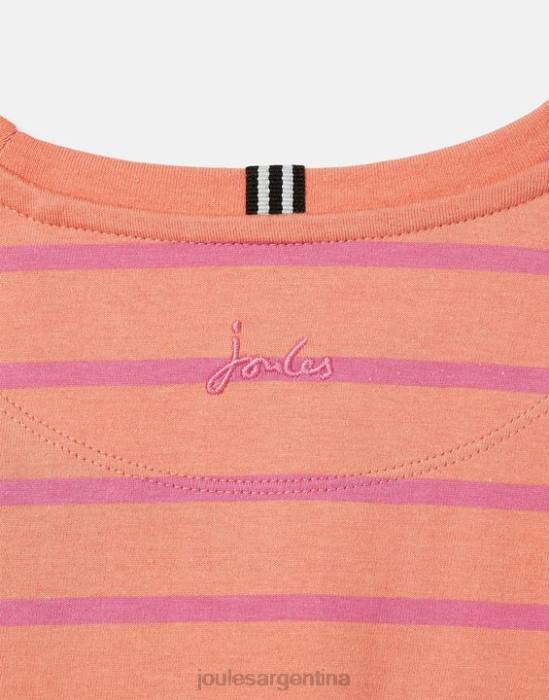 Joules camiseta volante manga corta frillside 2-12 años chicas raya durazno vestir 64BB297