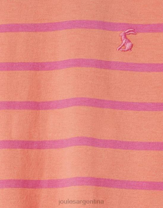 Joules camiseta volante manga corta frillside 2-12 años chicas raya durazno vestir 64BB297