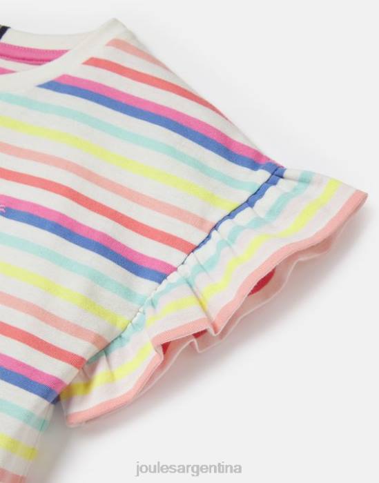 Joules camiseta volante manga corta frillside 2-12 años chicas raya múltiple vestir 64BB258
