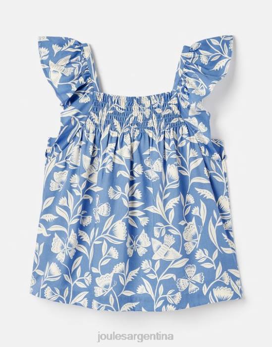 Joules nicola top fruncido 5-12 años chicas mariposa azul vestir 64BB271