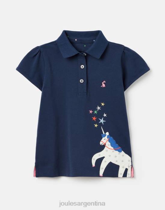 Joules polo moxie 2-12 años chicas unicornio azul marino vestir 64BB315