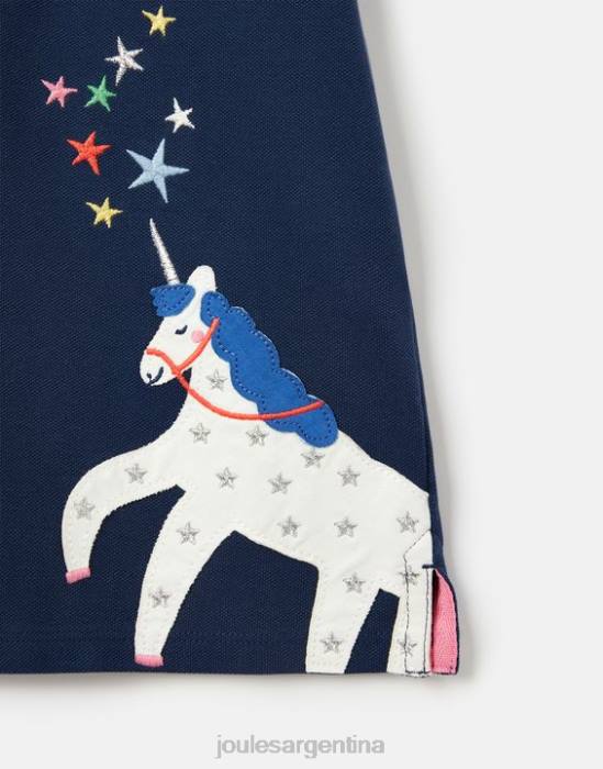 Joules polo moxie 2-12 años chicas unicornio azul marino vestir 64BB315