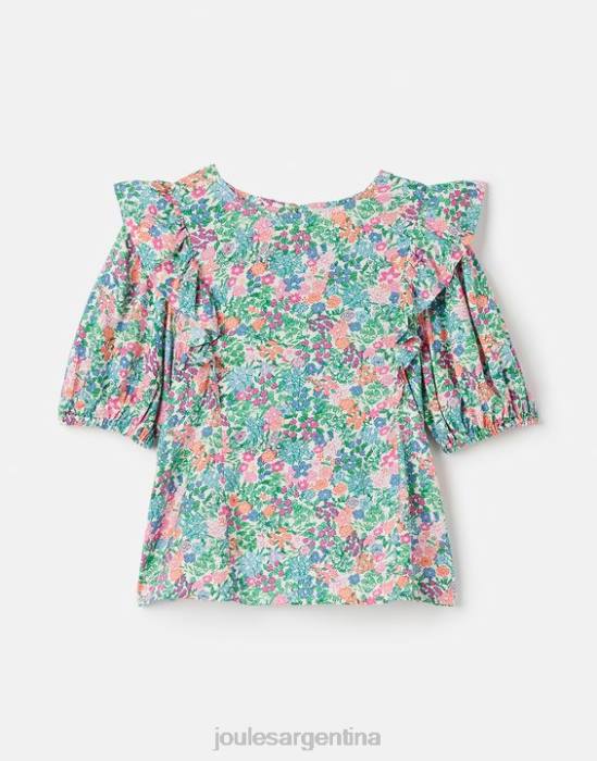 Joules top lauren con volantes tejidos 5-12 años chicas multi florecitas vestir 64BB257
