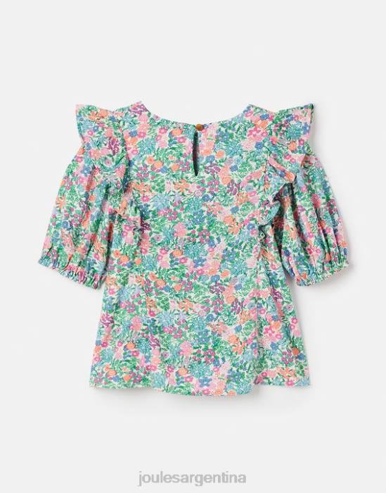 Joules top lauren con volantes tejidos 5-12 años chicas multi florecitas vestir 64BB257