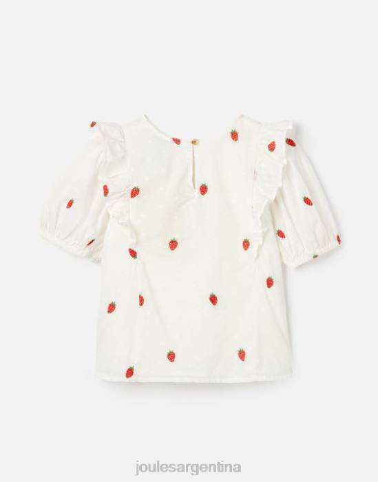 Joules top lauren tejido con volantes chicas mancha de fresa vestir 64BB318