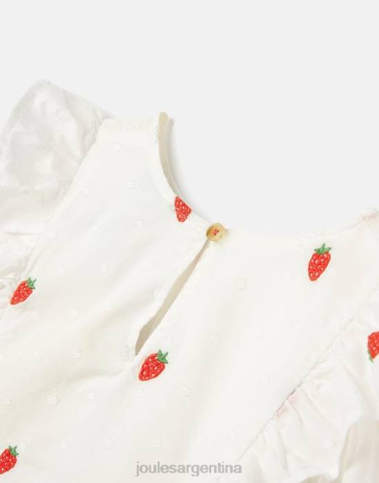 Joules top lauren tejido con volantes chicas mancha de fresa vestir 64BB318