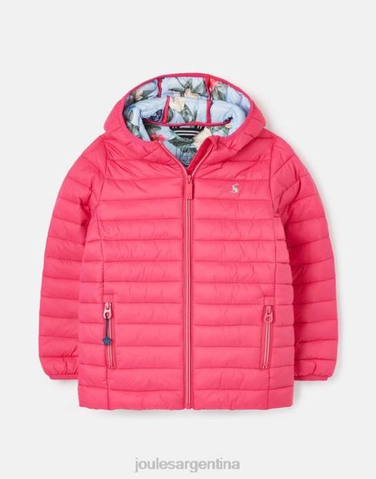 Joules Chaqueta acolchada plegable y reciclada resistente a la lluvia Kinnaird 1-12 años chicas Rosa brillante vestir 64BB279
