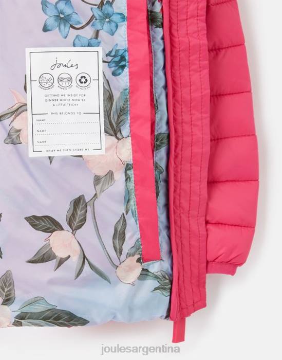 Joules Chaqueta acolchada plegable y reciclada resistente a la lluvia Kinnaird 1-12 años chicas Rosa brillante vestir 64BB279