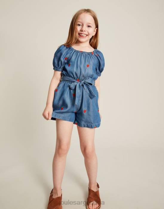 Joules mono betty con cuello cuadrado 2-12 años chicas cambray fresa vestir 64BB280