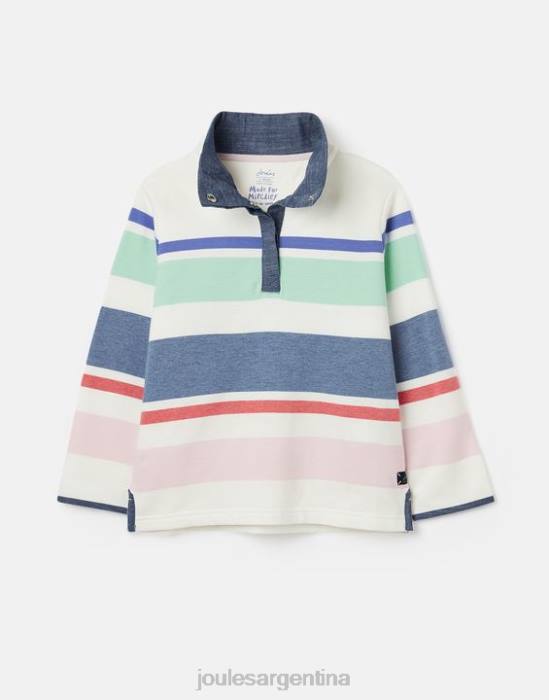 Joules sudadera con cuello alzado y rayas saunton 2-12 años chicas crema multiraya vestir 64BB320