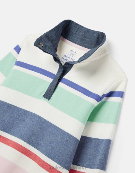 Joules sudadera con cuello alzado y rayas saunton 2-12 años chicas crema multiraya vestir 64BB320