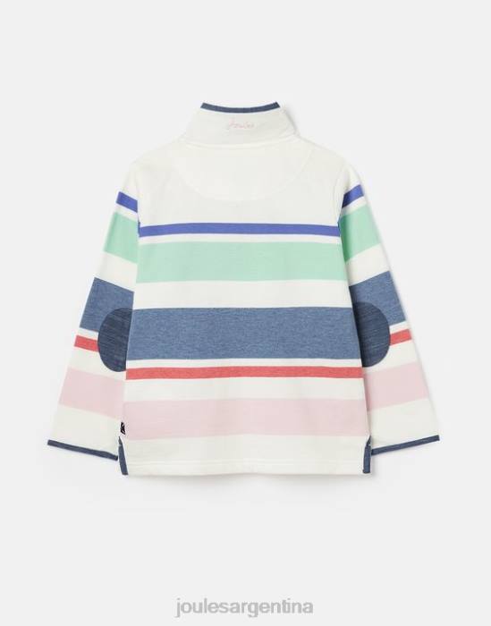 Joules sudadera con cuello alzado y rayas saunton 2-12 años chicas crema multiraya vestir 64BB320