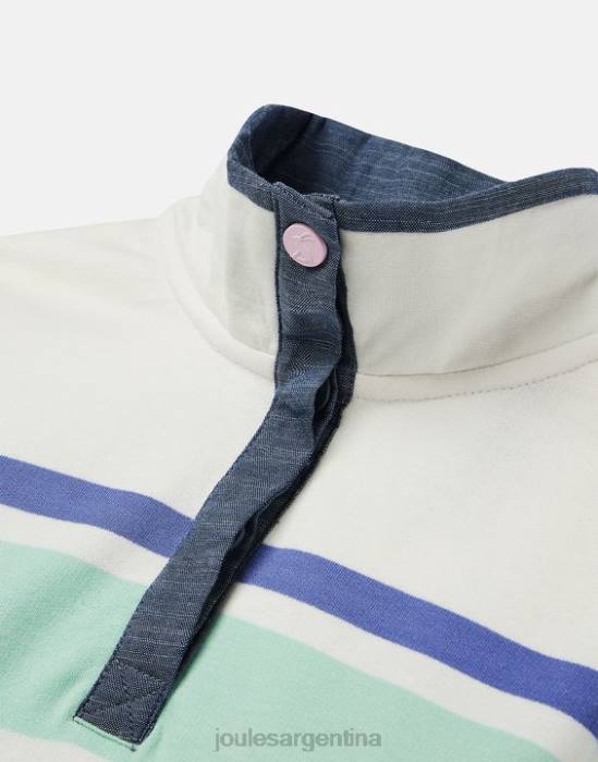 Joules sudadera con cuello alzado y rayas saunton 2-12 años chicas crema multiraya vestir 64BB320