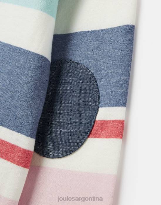 Joules sudadera con cuello alzado y rayas saunton 2-12 años chicas crema multiraya vestir 64BB320