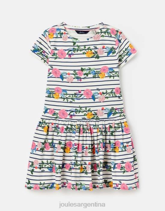 Joules vestido bretón de jersey harbour 2-12 años chicas raya floral del puerto vestir 64BB308
