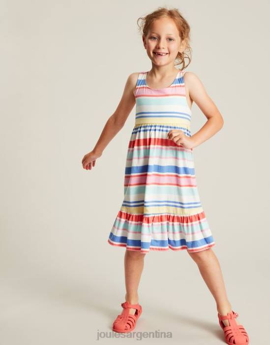 Joules vestido juno de punto a capas 2-12 años chicas raya múltiple vestir 64BB313
