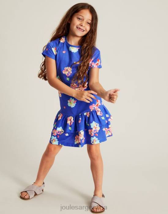 Joules vestido markleigh de punto con peplum y manga corta 2-12 años chicas flores azules vestir 64BB276
