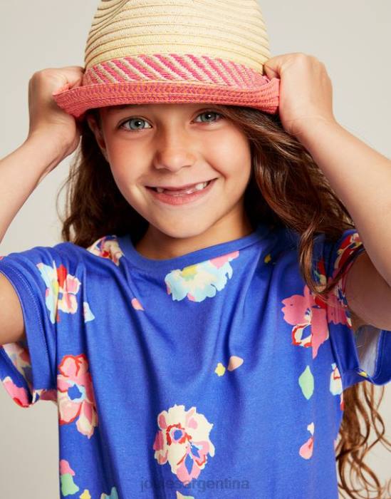 Joules vestido markleigh de punto con peplum y manga corta 2-12 años chicas flores azules vestir 64BB276
