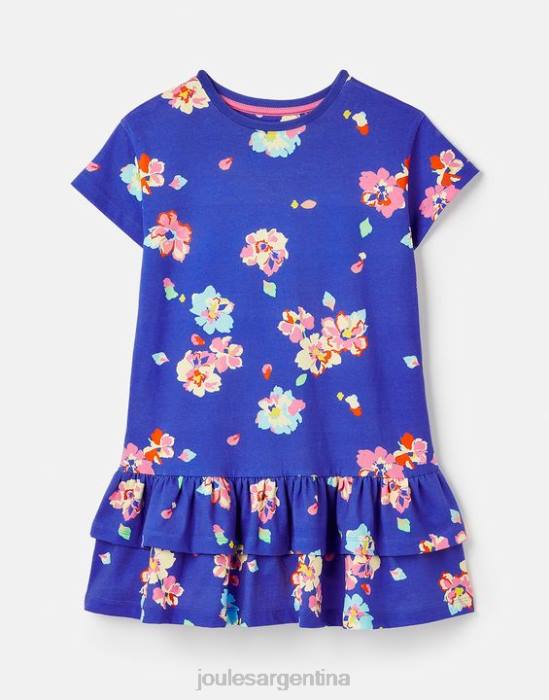 Joules vestido markleigh de punto con peplum y manga corta 2-12 años chicas flores azules vestir 64BB276