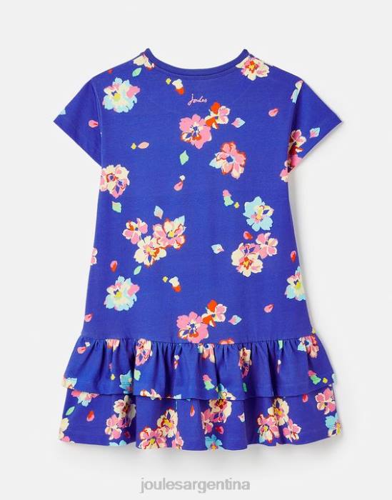 Joules vestido markleigh de punto con peplum y manga corta 2-12 años chicas flores azules vestir 64BB276