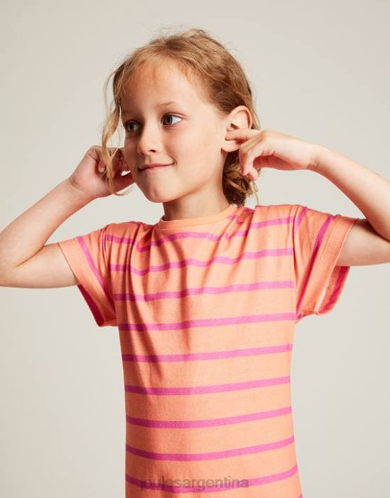 Joules vestido markleigh de punto con peplum y manga corta 2-12 años chicas raya durazno vestir 64BB256