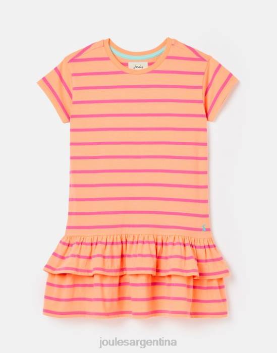 Joules vestido markleigh de punto con peplum y manga corta 2-12 años chicas raya durazno vestir 64BB256