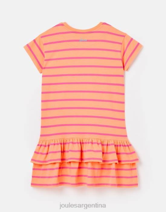 Joules vestido markleigh de punto con peplum y manga corta 2-12 años chicas raya durazno vestir 64BB256