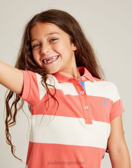 Joules vestido polo manga corta orla 2-12 años chicas raya coralina vestir 64BB262