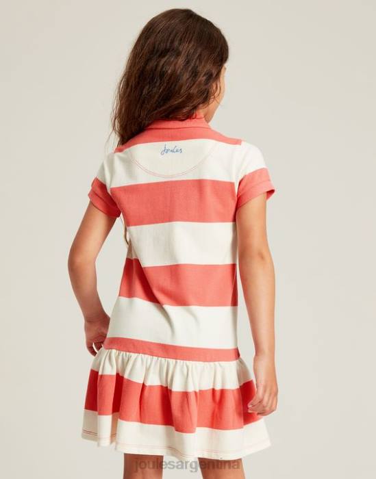 Joules vestido polo manga corta orla 2-12 años chicas raya coralina vestir 64BB262