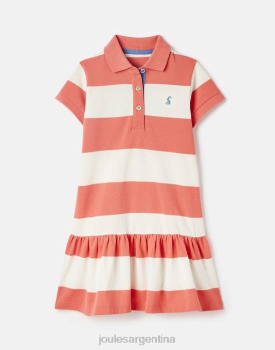 Joules vestido polo manga corta orla 2-12 años chicas raya coralina vestir 64BB262
