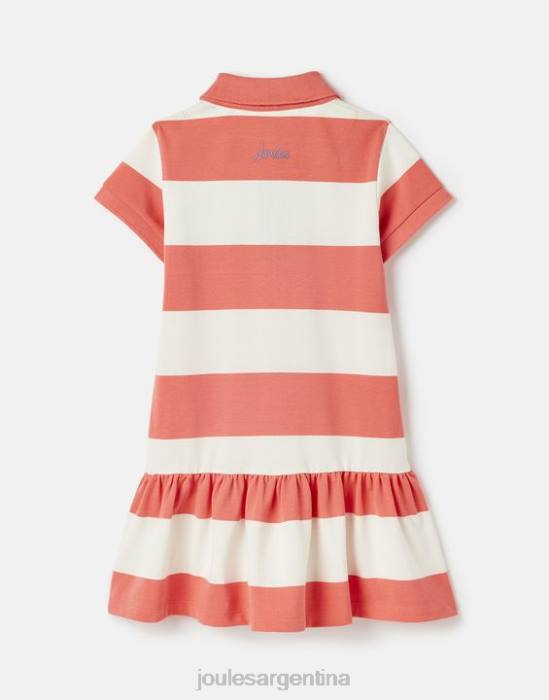 Joules vestido polo manga corta orla 2-12 años chicas raya coralina vestir 64BB262