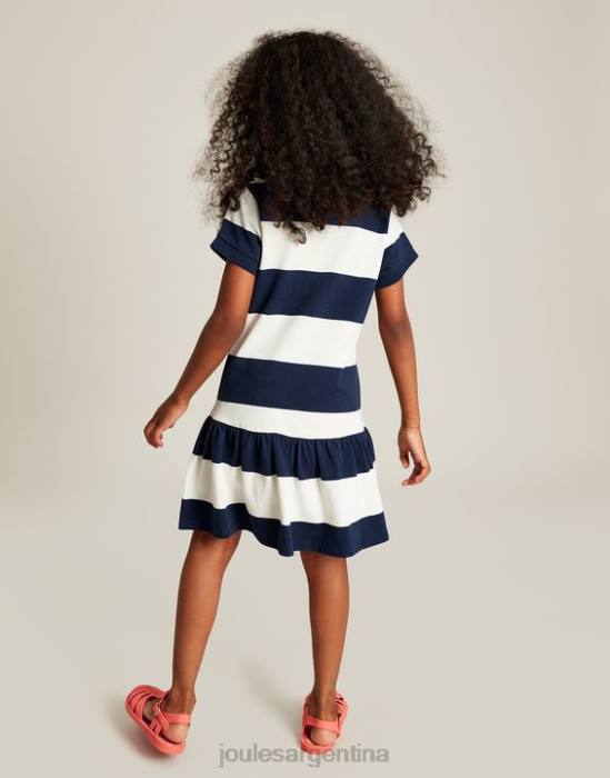 Joules vestido polo manga corta orla 2-12 años chicas raya crema azul marino vestir 64BB310
