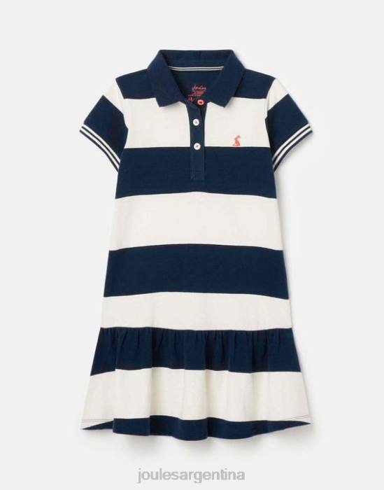 Joules vestido polo manga corta orla 2-12 años chicas raya crema azul marino vestir 64BB310