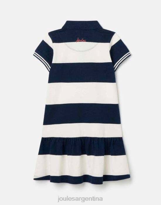 Joules vestido polo manga corta orla 2-12 años chicas raya crema azul marino vestir 64BB310