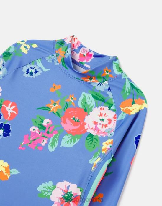Joules conjunto de camiseta y baúl para sarpullido junto a la playa chicas flores azules vestir 64BB291