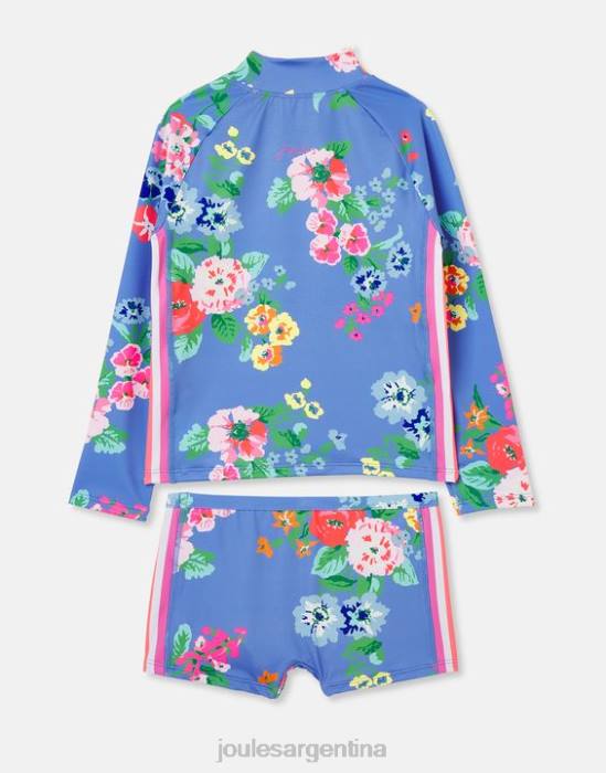 Joules conjunto de camiseta y baúl para sarpullido junto a la playa chicas flores azules vestir 64BB291
