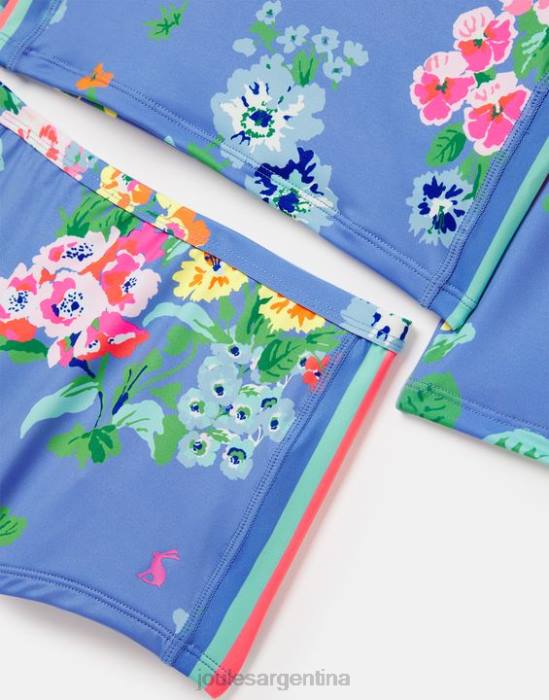Joules conjunto de camiseta y baúl para sarpullido junto a la playa chicas flores azules vestir 64BB291