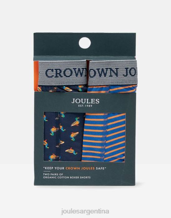 Joules Pack de 2 bóxers de algodón Crown hombres ganso pato azul marino accesorios 64BB170