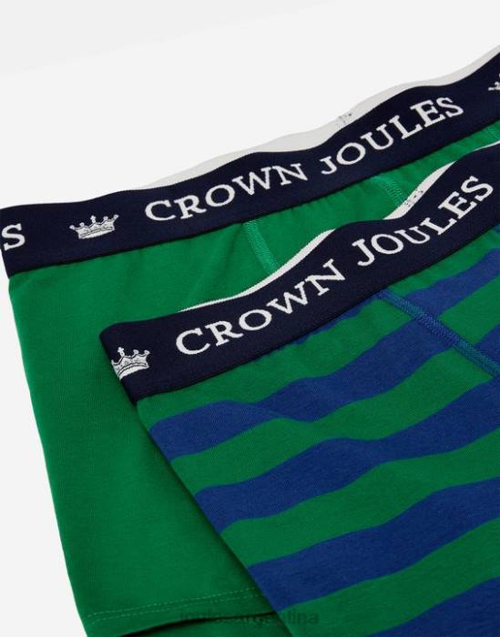 Joules Pack de 2 bóxers de algodón Crown hombres raya azul verde accesorios 64BB172