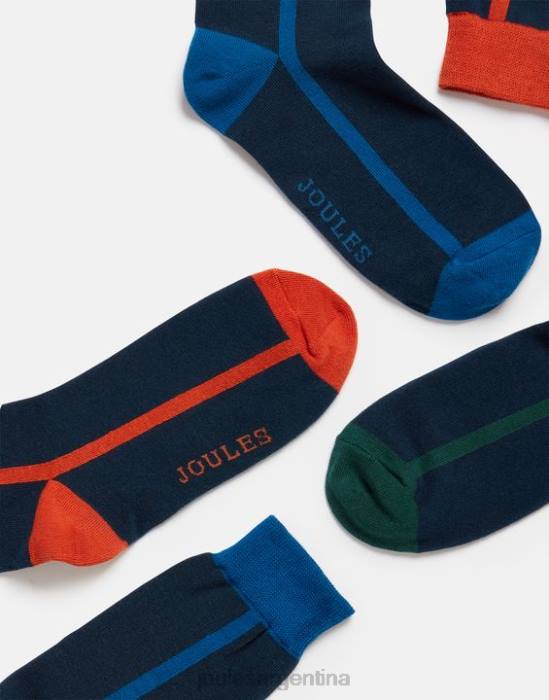 Joules llamativos calcetines de algodón, paquete de 3 hombres bloque de color azul marino accesorios 64BB254