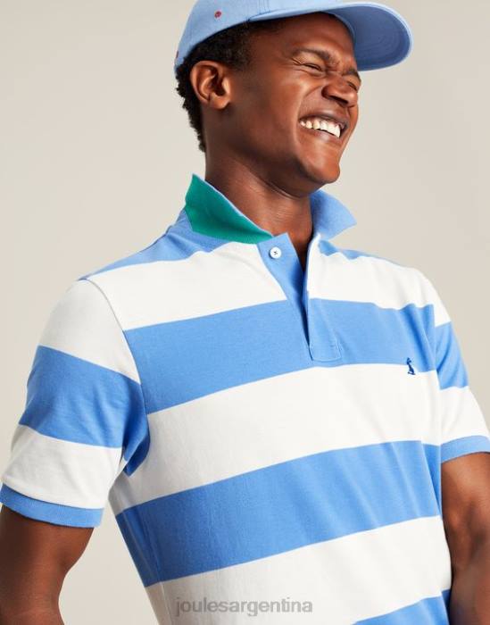 Joules polo de avellana hombres raya blanca azul medio vestir 64BB201