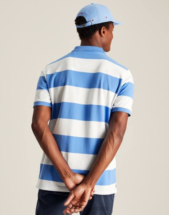 Joules polo de avellana hombres raya blanca azul medio vestir 64BB201