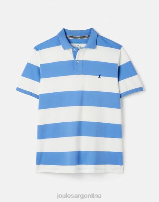Joules polo de avellana hombres raya blanca azul medio vestir 64BB201